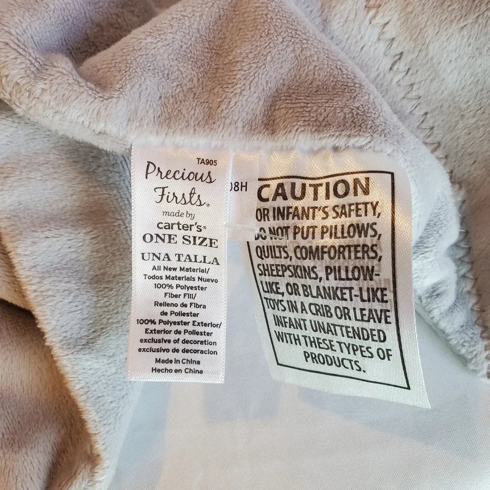 Carters Precious‎ Firsts Grey Elephant Lovey Soft Security Blanket Rattle 13x13